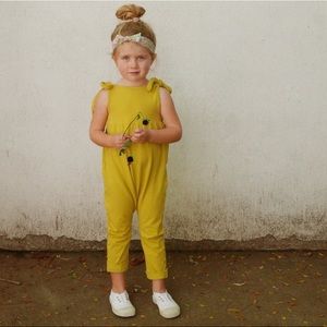 Hadley Girl | Size 3T Adorable 95% Cotton Mustard Yellow Romper w/ Shoulder Ties